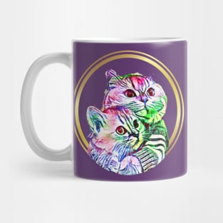 Hugging Cats (inside golden ring) Mug